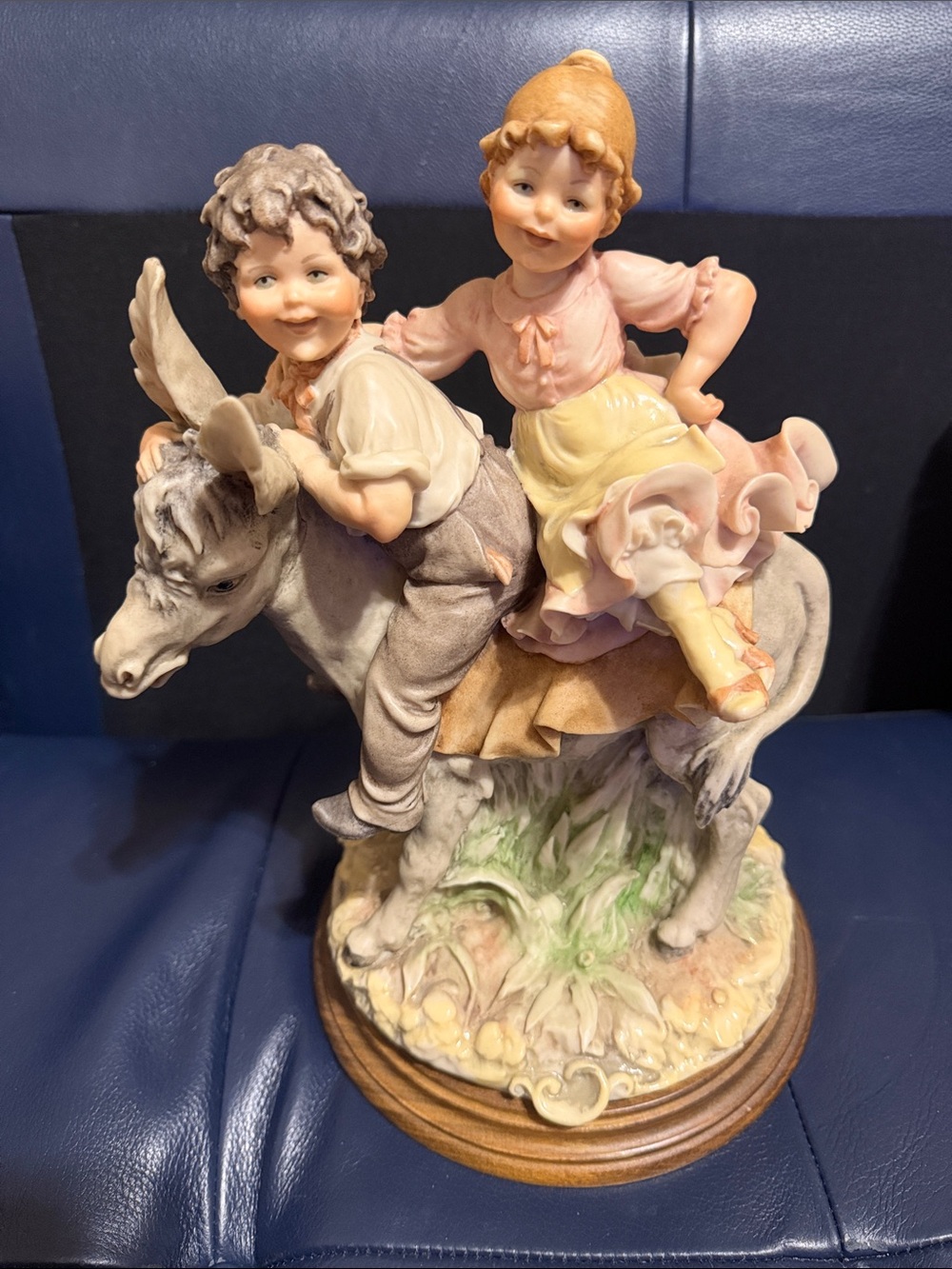 Vintage 1983 Capodimonte B. Merli "Children with Donkey" Figurine Florence Italy